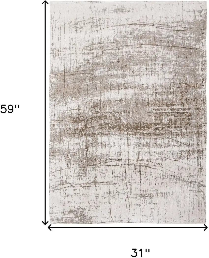 Gray and Beige Abstract Non Skid Area Rug Photo 3