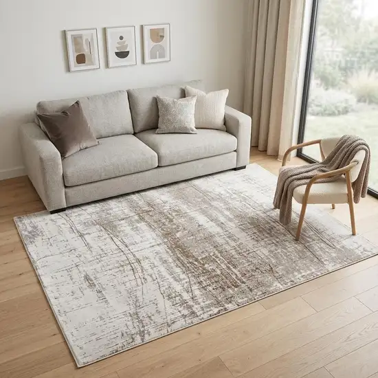 Gray and Beige Abstract Non Skid Area Rug Photo 1