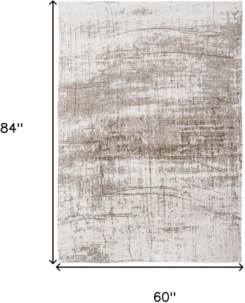 Gray and Beige Abstract Non Skid Area Rug Photo 3