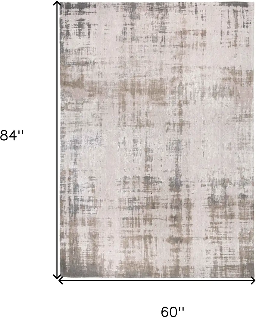 Gray and Beige Abstract Non Skid Area Rug Photo 3