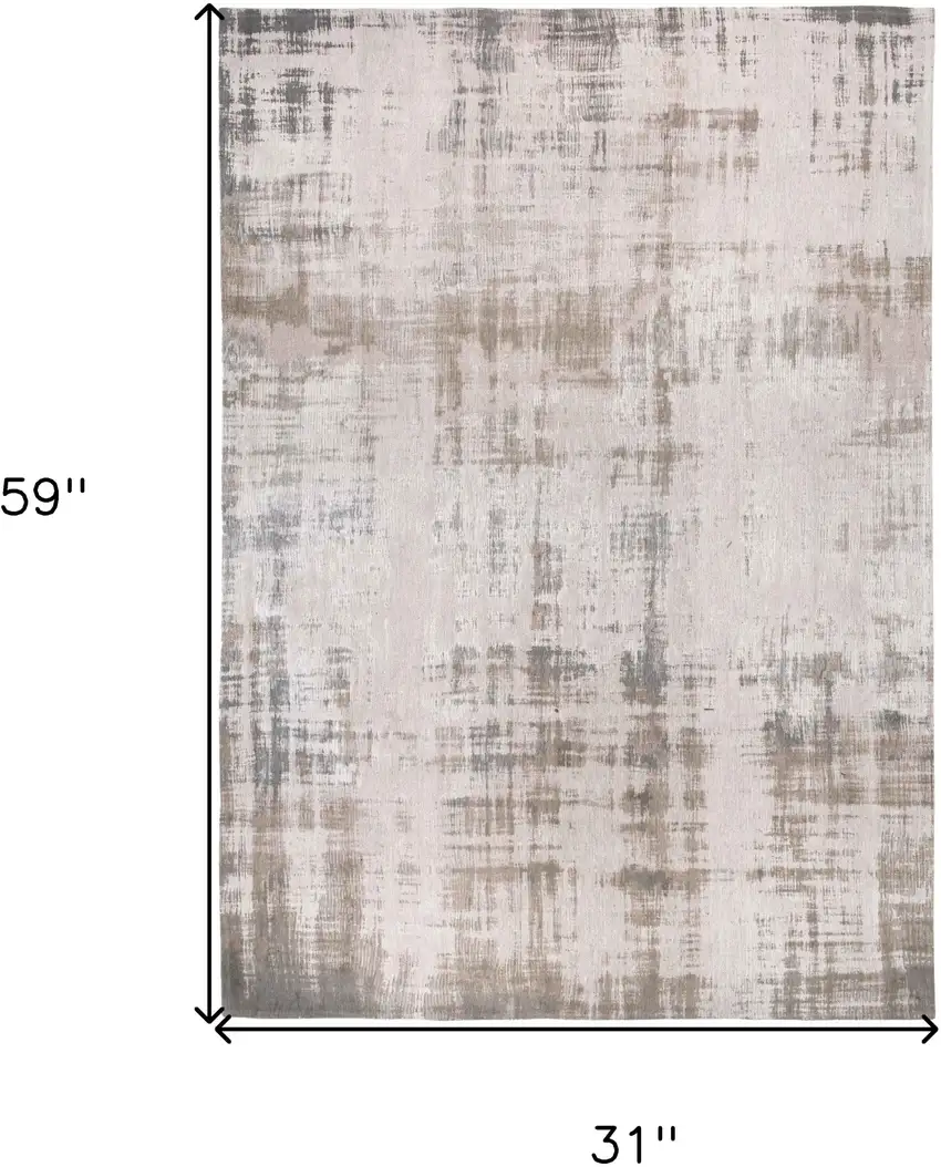 Gray and Beige Abstract Non Skid Area Rug Photo 3