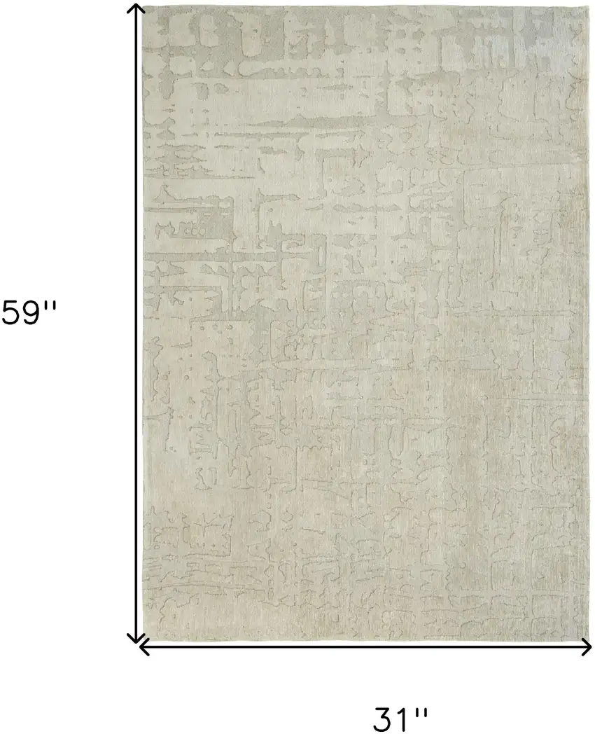 Gray and Beige Abstract Non Skid Area Rug Photo 3