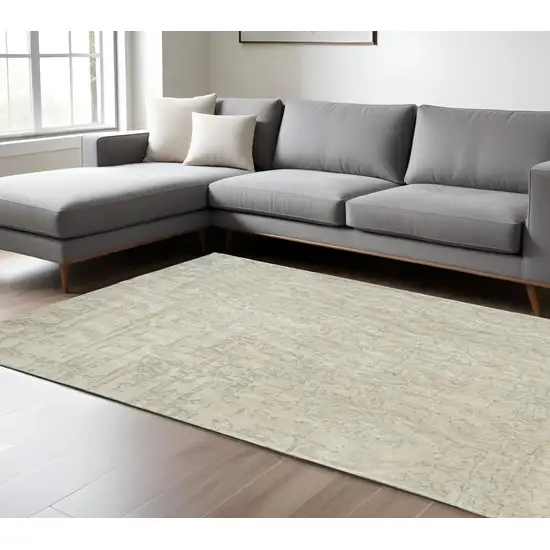 Gray and Beige Abstract Non Skid Area Rug Photo 1