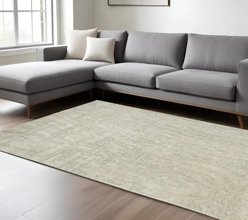 Gray and Beige Abstract Non Skid Area Rug Photo 1