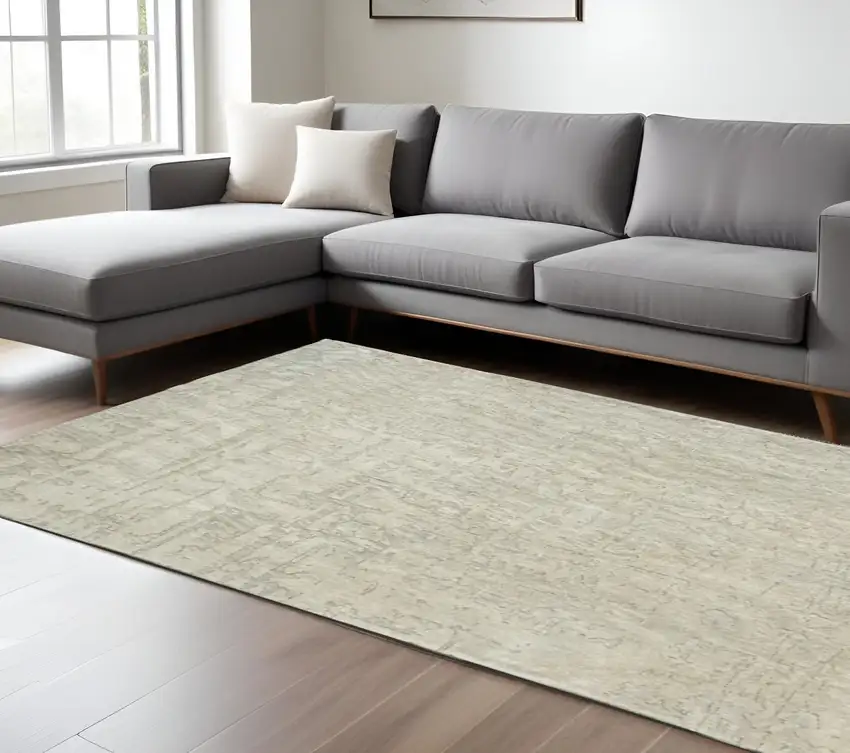 Gray and Beige Abstract Non Skid Area Rug Photo 1