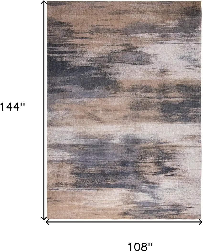 Gray and Beige Abstract Non Skid Area Rug Photo 3