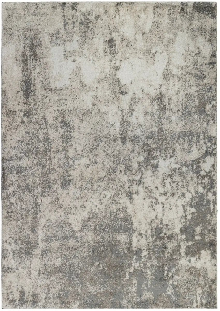 Gray and Beige Abstract Power Loom Area Rug Photo 1