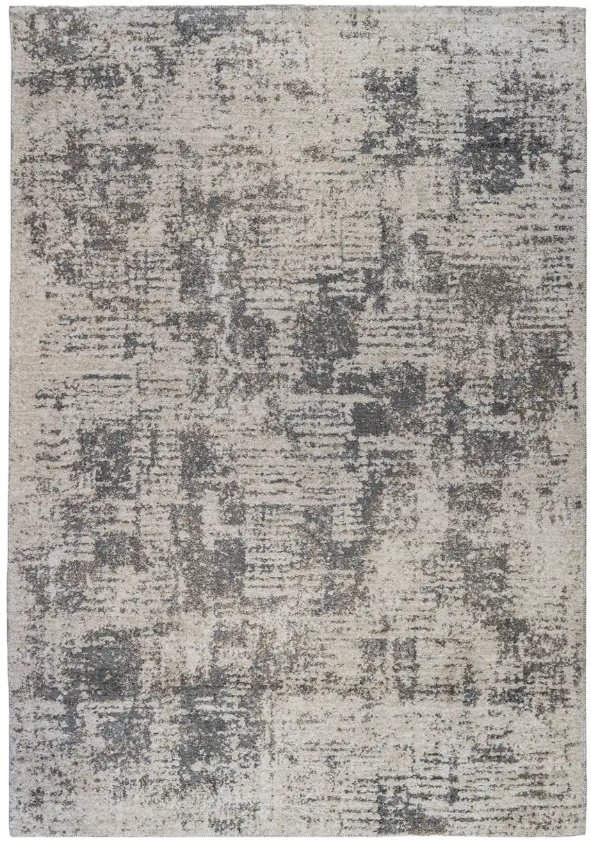Gray and Beige Abstract Power Loom Area Rug Photo 1