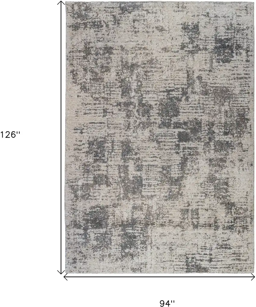 Gray and Beige Abstract Power Loom Area Rug Photo 7