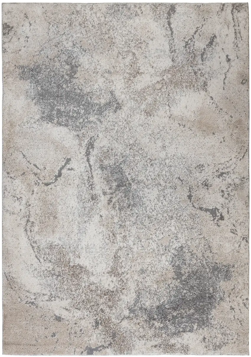 Gray and Beige Abstract Power Loom Area Rug Photo 1