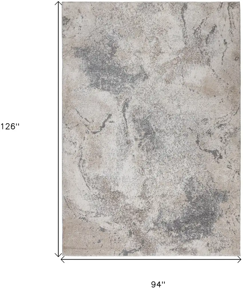 Gray and Beige Abstract Power Loom Area Rug Photo 7