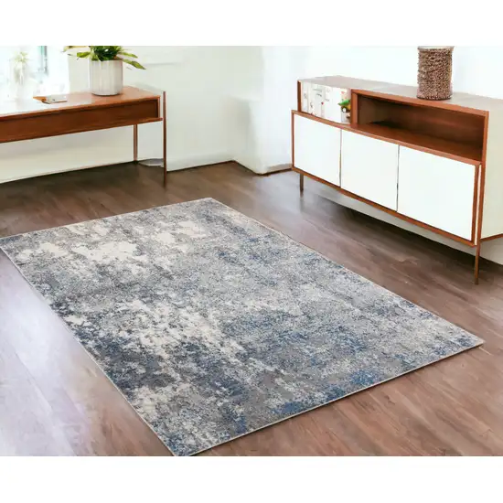 Gray and Beige Abstract Power Loom Area Rug Photo 1