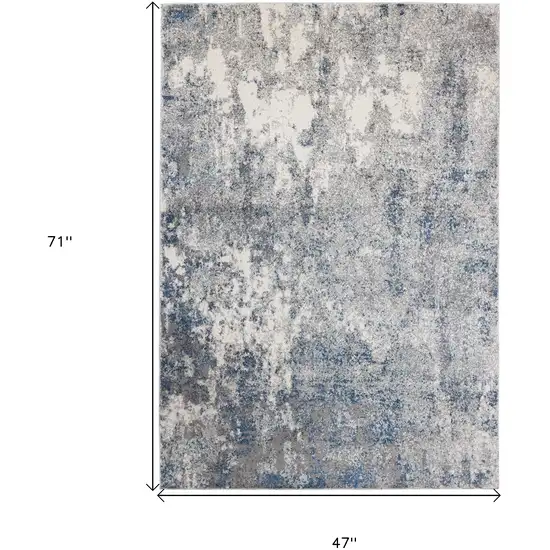 Gray and Beige Abstract Power Loom Area Rug Photo 8