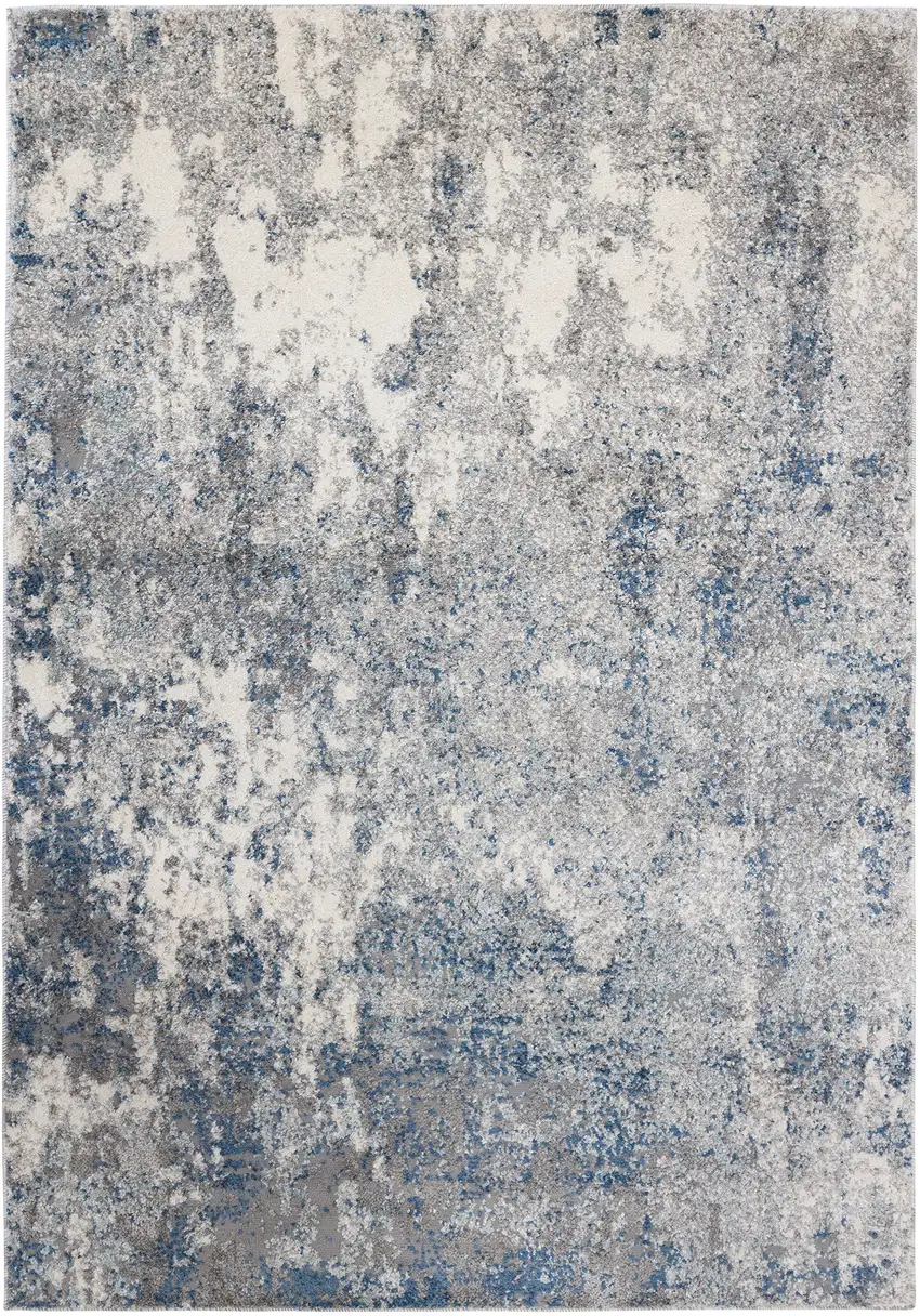 Gray and Beige Abstract Power Loom Area Rug Photo 2