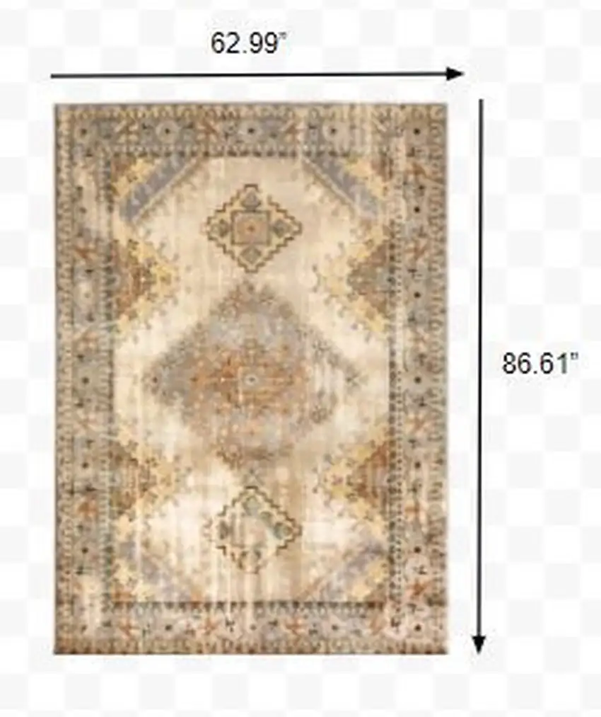Gray and Beige Aztec Pattern Area Rug Photo 3