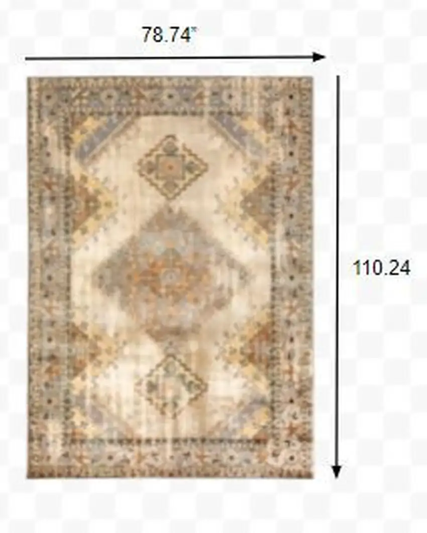 Gray and Beige Aztec Pattern Area Rug Photo 3