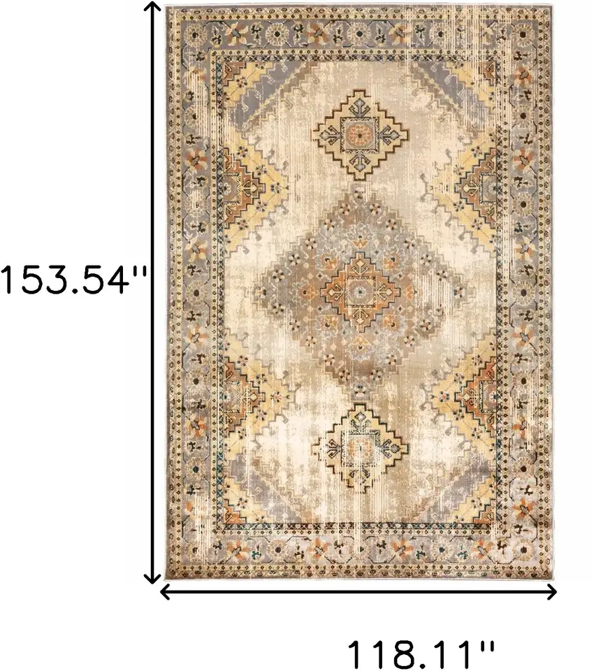 Gray and Beige Aztec Pattern Area Rug Photo 6