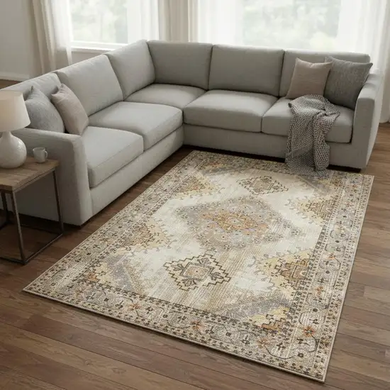 Gray And Beige Aztec Pattern Area Rug Photo 1