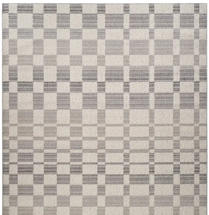 Gray and Beige Checkered Distressed Area Rug Photo 4