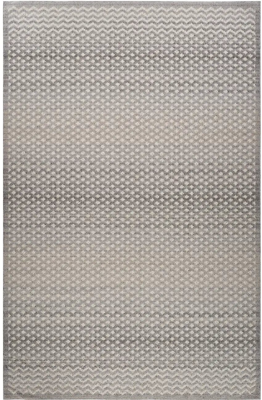Gray and Beige Checkered Distressed Area Rug Photo 2