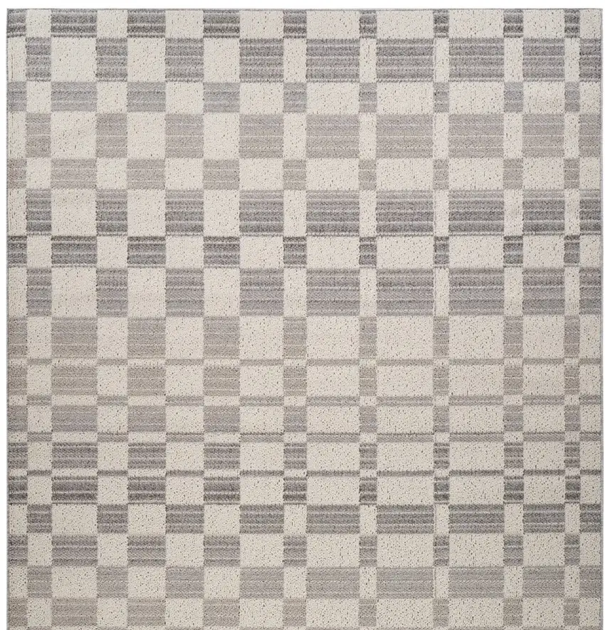 Gray and Beige Checkered Distressed Area Rug Photo 4