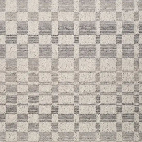 Gray and Beige Checkered Distressed Area Rug Photo 4