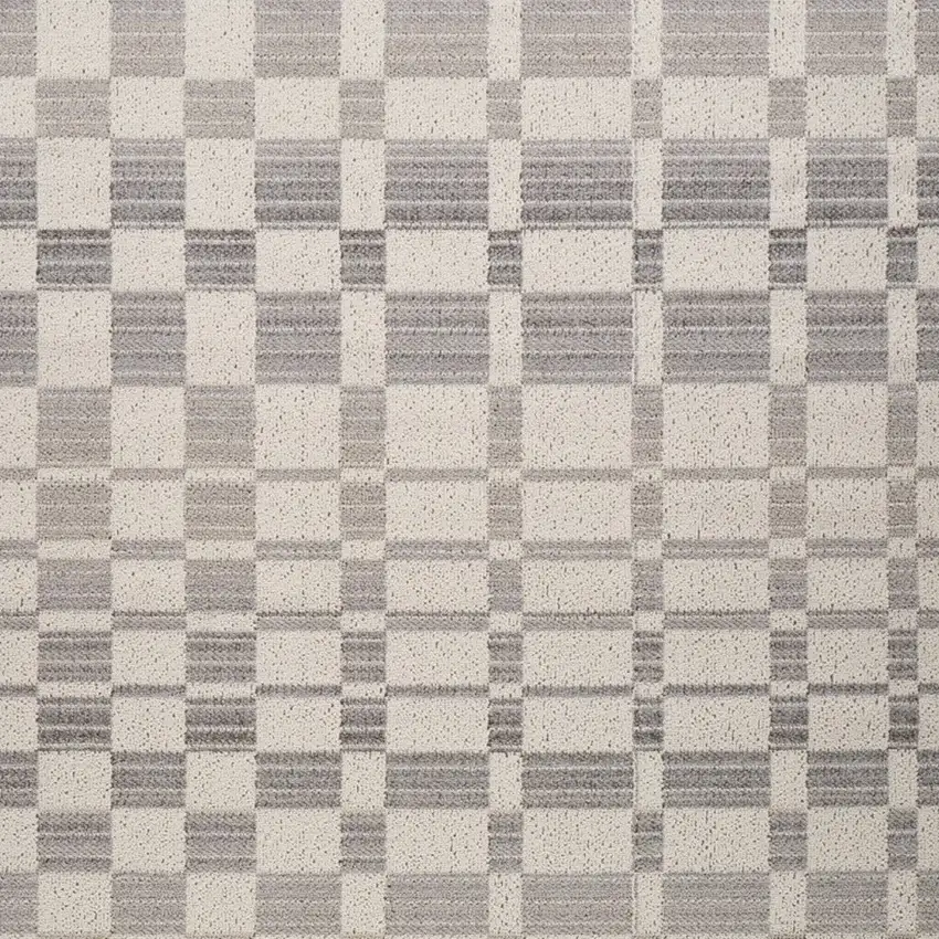 Gray and Beige Checkered Distressed Area Rug Photo 4