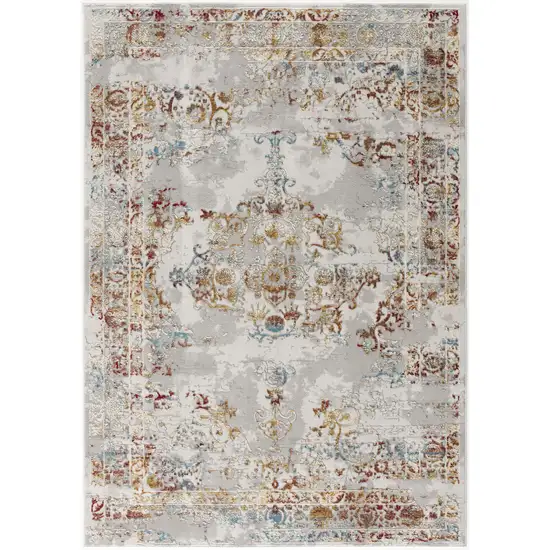 Gray And Beige Oriental Area Rug Photo 5