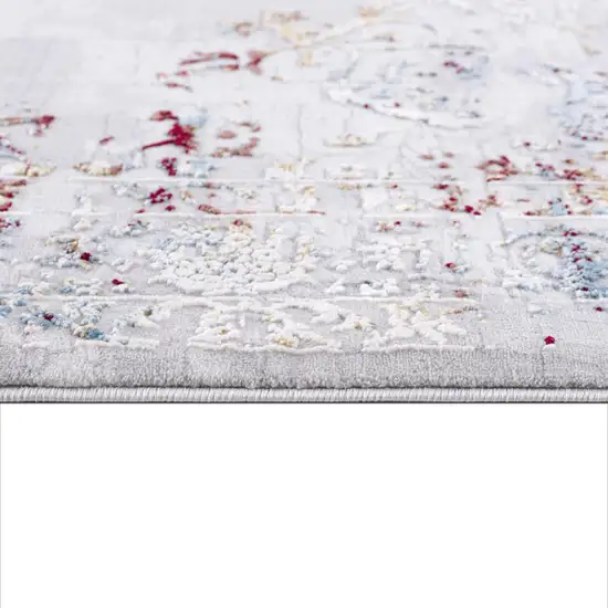 Gray and Beige Distressed Ornate Area Rug Photo 8