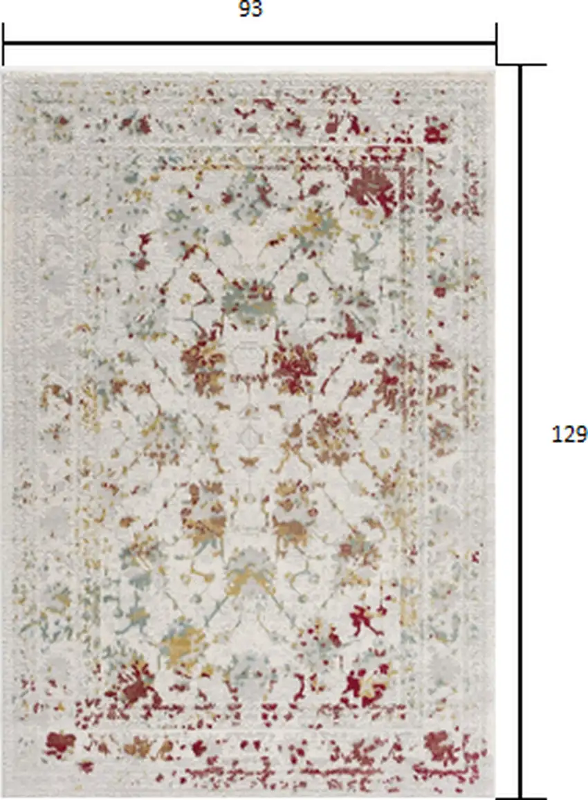 Gray and Beige Distressed Ornate Area Rug Photo 1