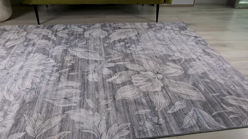 Gray and Beige Floral Area Rug Photo 8