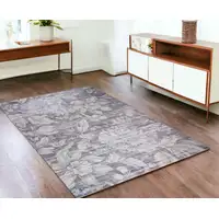 Photo of Gray and Beige Floral Area Rug