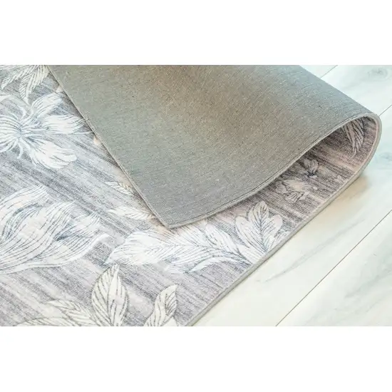 Gray and Beige Floral Area Rug Photo 7