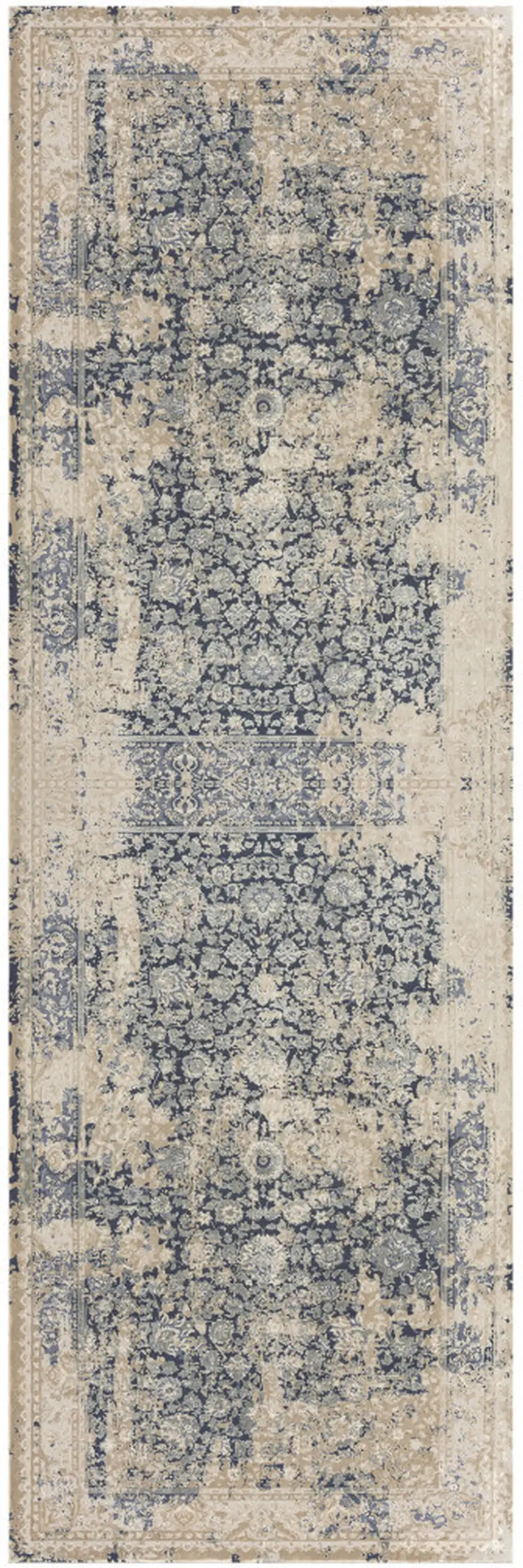Gray and Beige Floral Area Rug Photo 6