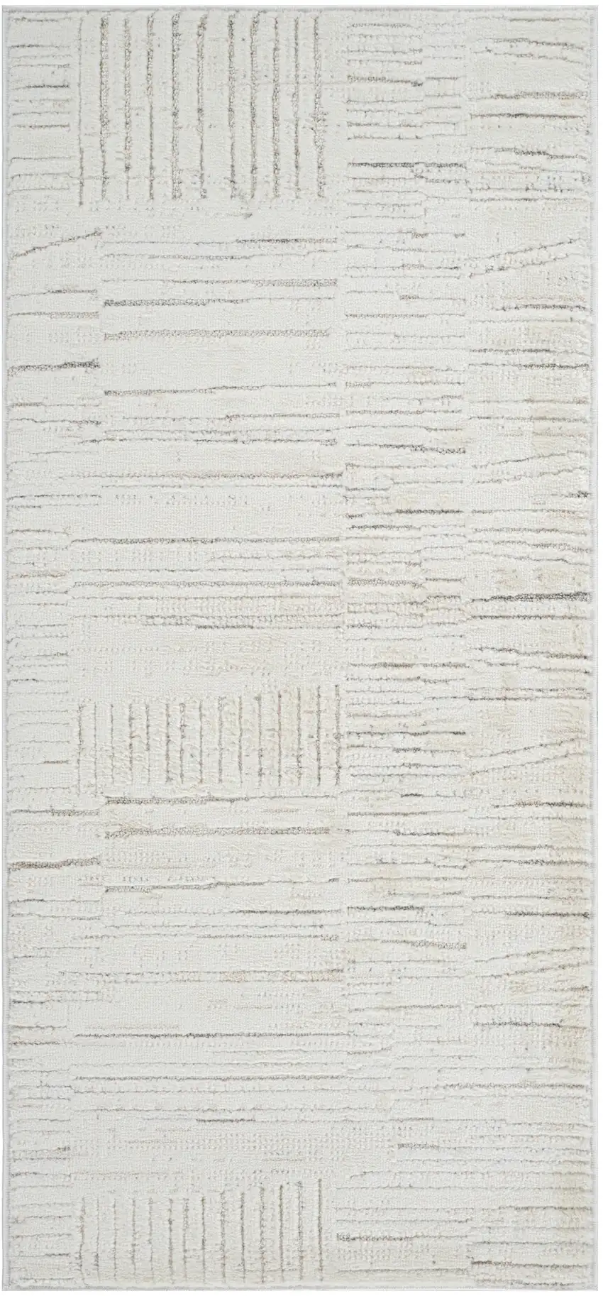 Gray and Beige Geometric Distressed Area Rug Photo 2