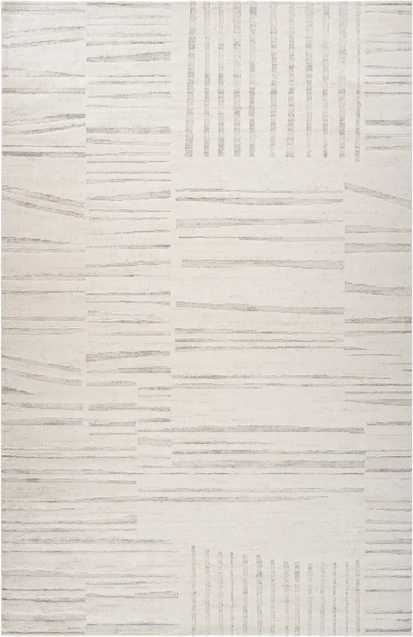 Gray and Beige Geometric Distressed Area Rug Photo 1