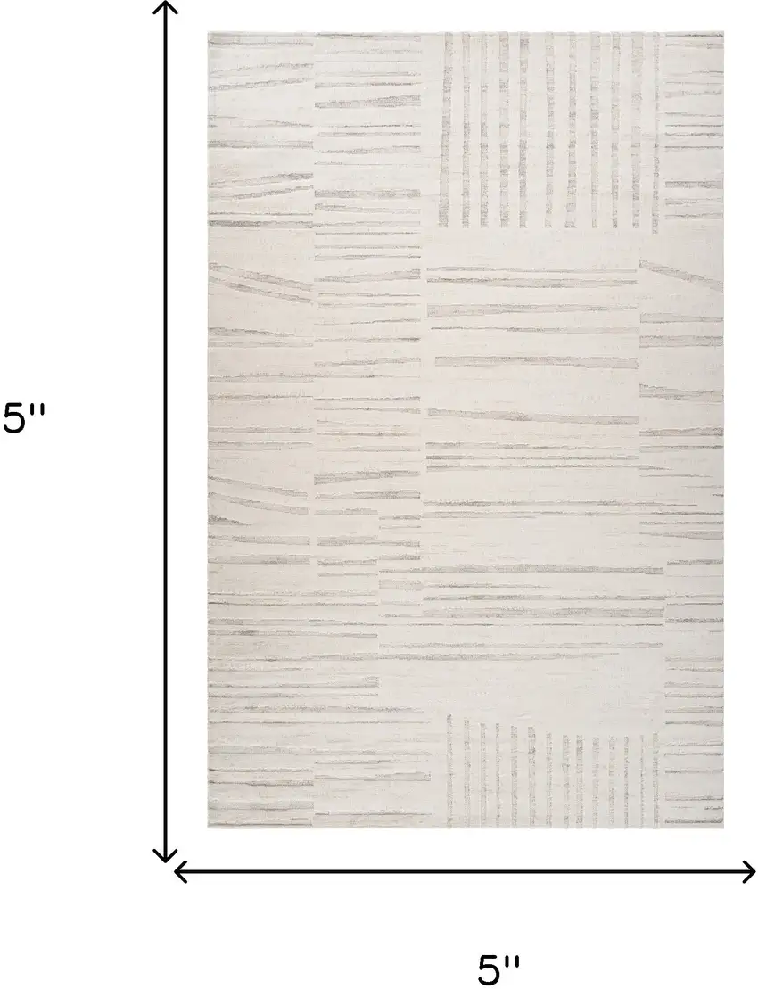 Gray and Beige Geometric Distressed Area Rug Photo 7