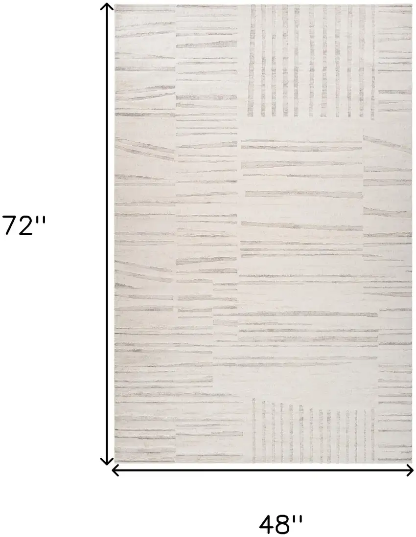 Gray and Beige Geometric Distressed Area Rug Photo 8