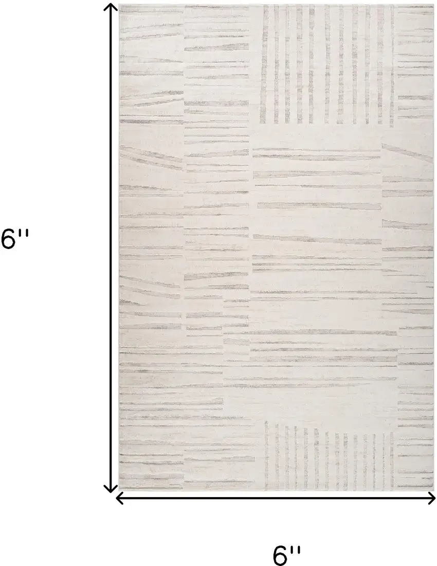 Gray and Beige Geometric Distressed Area Rug Photo 7