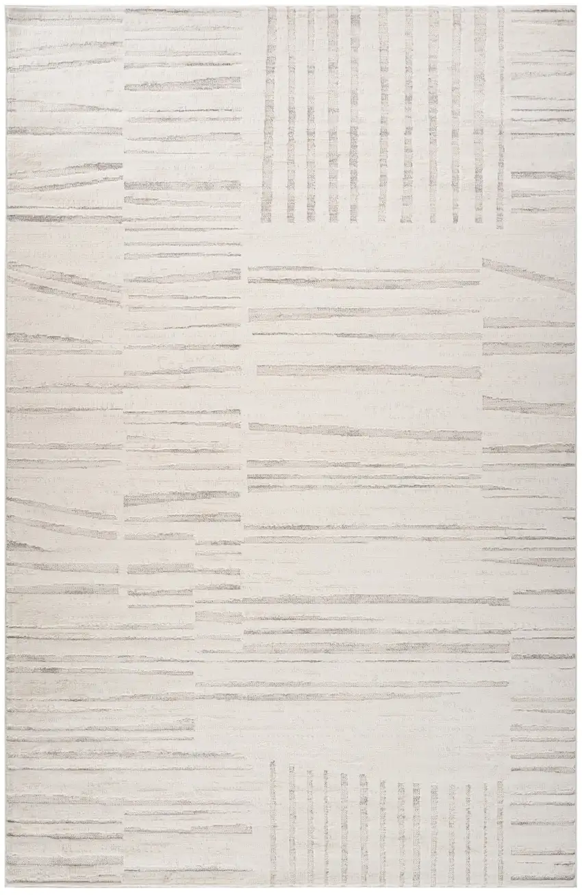 Gray and Beige Geometric Distressed Area Rug Photo 2