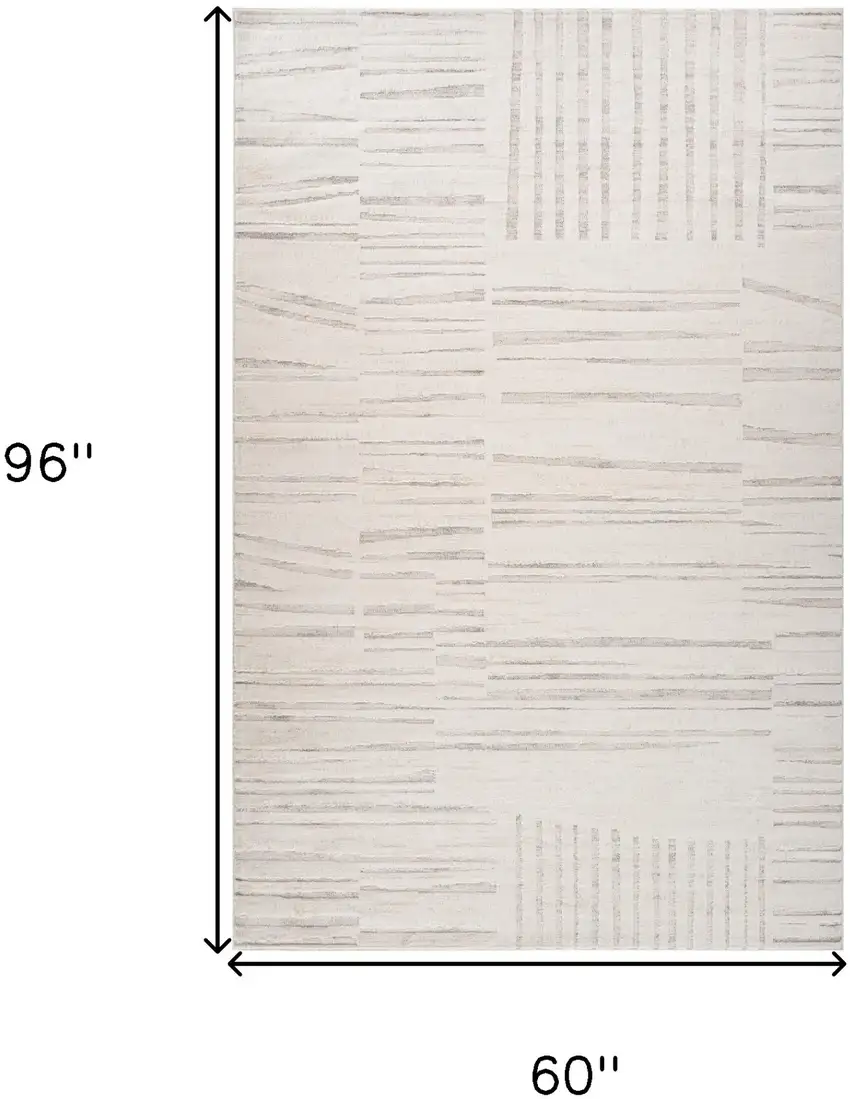 Gray and Beige Geometric Distressed Area Rug Photo 8
