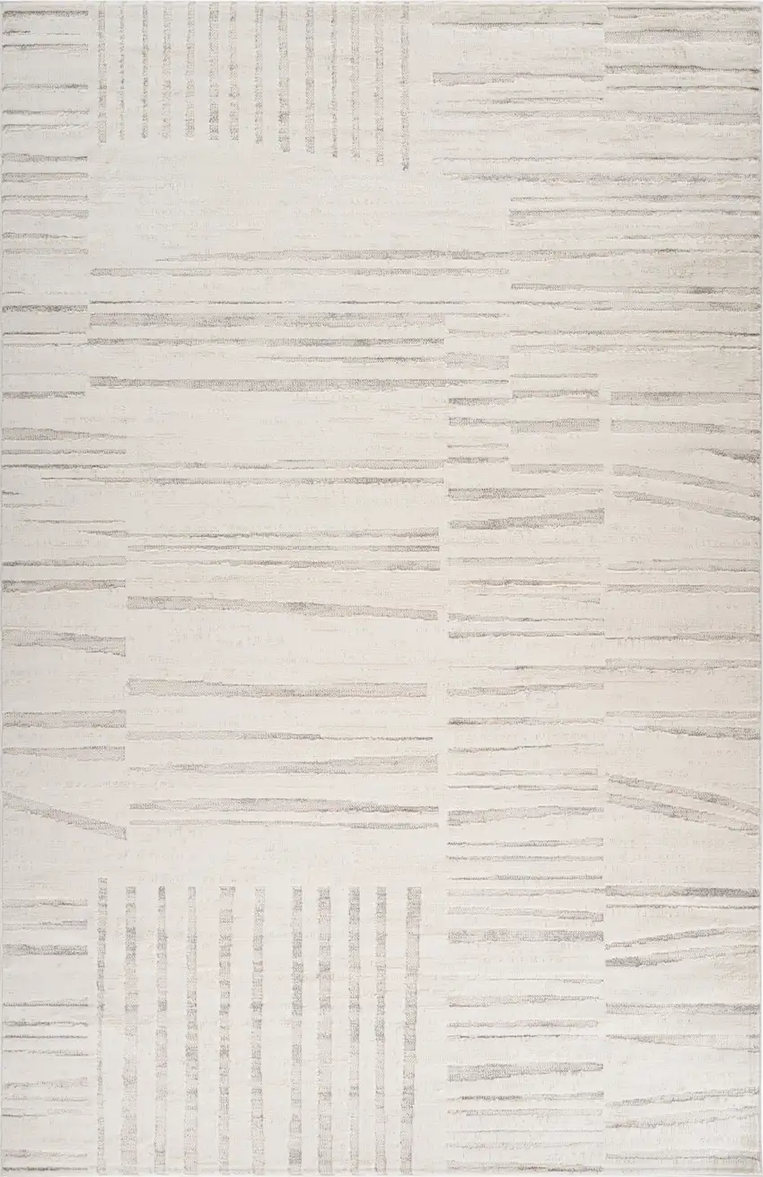 Gray and Beige Geometric Distressed Area Rug Photo 9