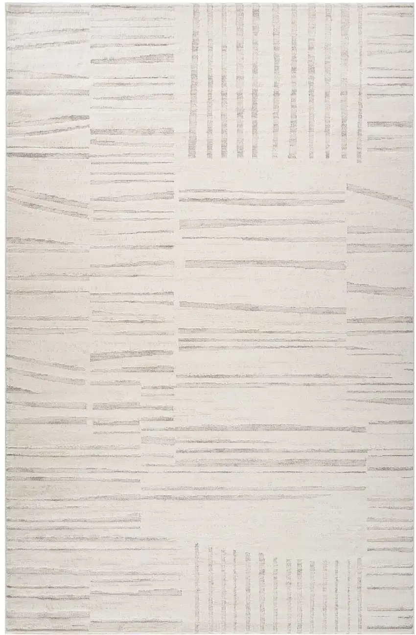 Gray and Beige Geometric Distressed Area Rug Photo 1