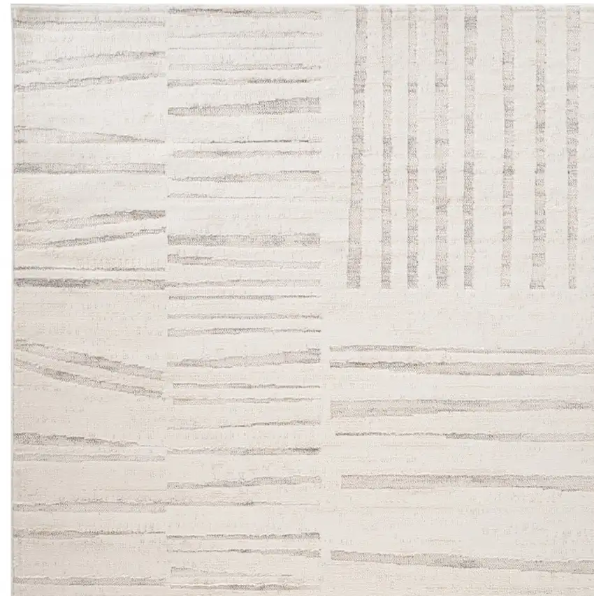 Gray and Beige Geometric Distressed Area Rug Photo 3