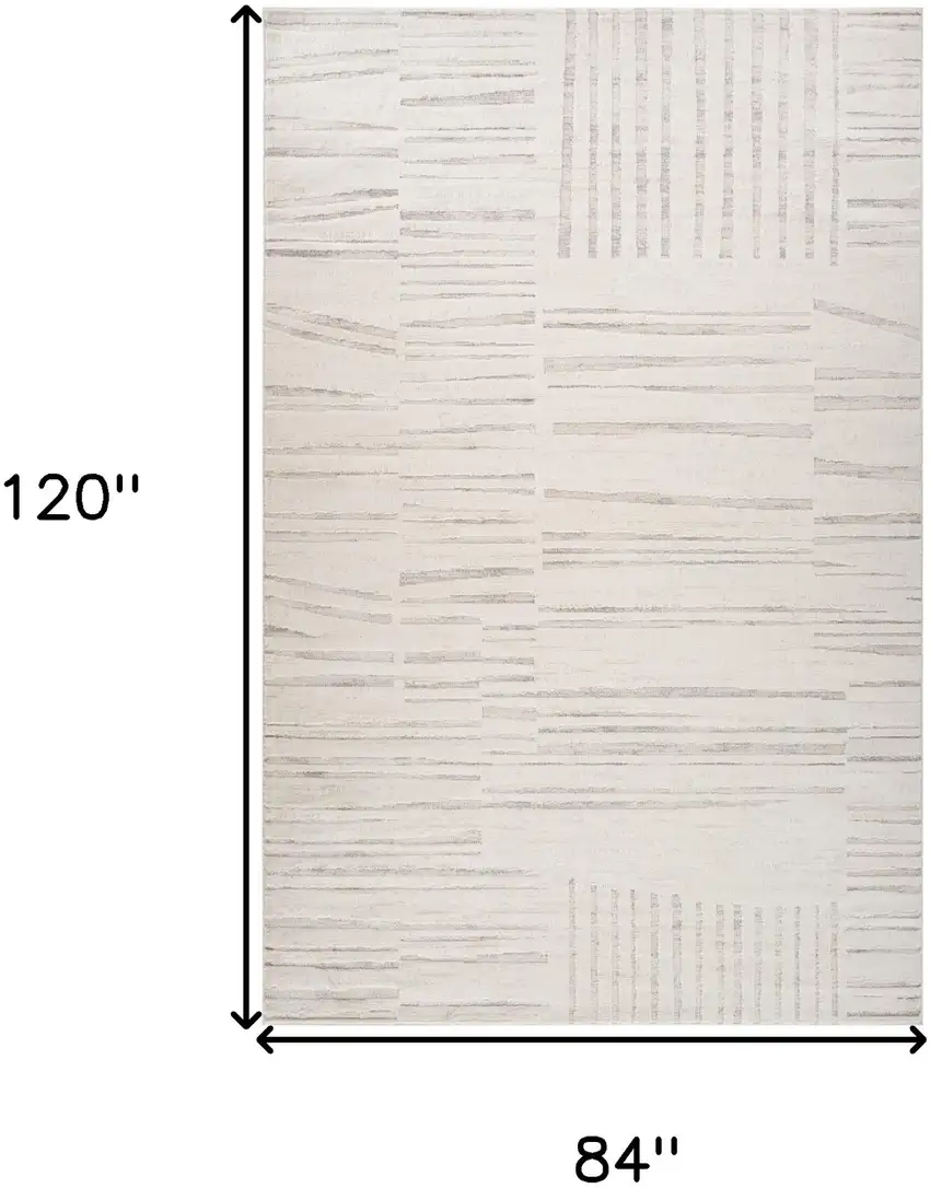 Gray and Beige Geometric Distressed Area Rug Photo 9