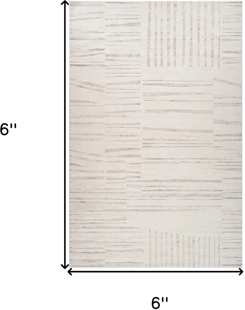 Gray and Beige Geometric Distressed Area Rug Photo 7