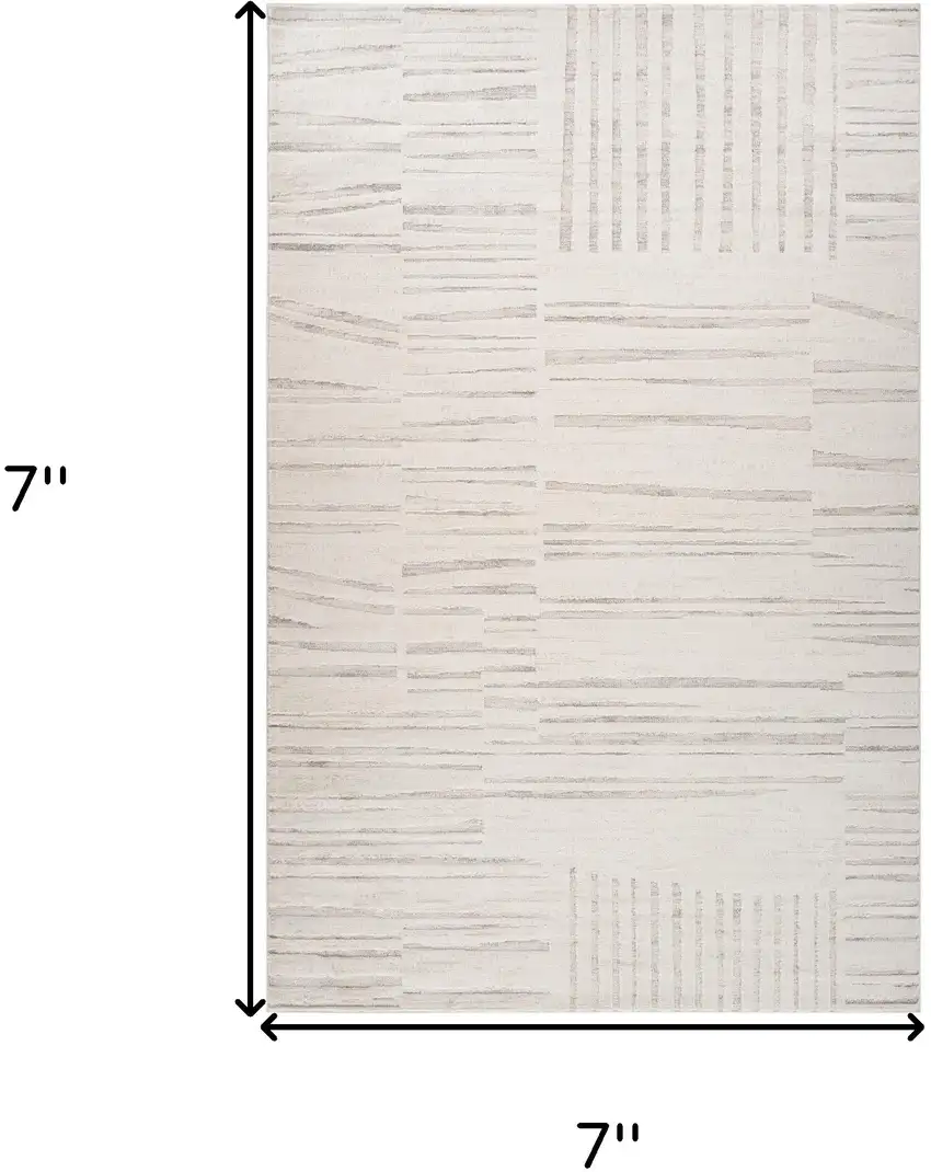Gray and Beige Geometric Distressed Area Rug Photo 7