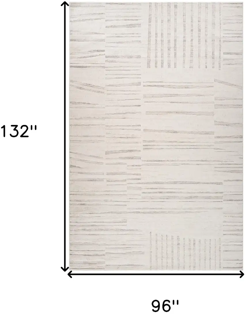 Gray and Beige Geometric Distressed Area Rug Photo 9