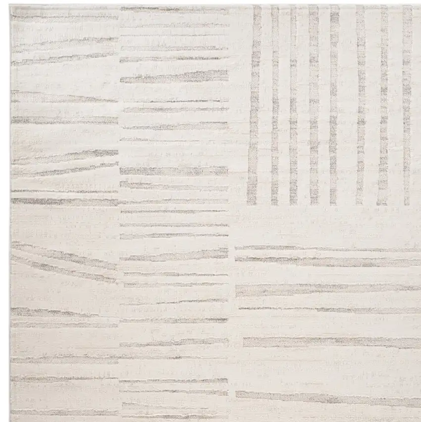 Gray and Beige Geometric Distressed Area Rug Photo 3
