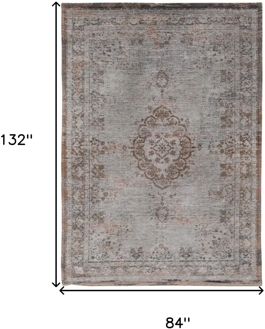 Gray and Beige Medallion Non Skid Area Rug Photo 3